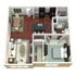 Modern 3D floor plan showcasing a spacious bedroom, open-concept kitchen with island, elegant dining area, comfortable living room, and a cozy bathroom.