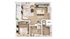 Modern 3D floor plan showcasing a spacious open-concept kitchen and living area, a large bedroom, and a stylish balcony.