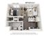 Chic 1-bedroom apartment floor plan featuring an open living space, modern kitchen, and stylish bathroom.