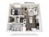 Sleek 3D floor plan showcasing a modern 1-bedroom apartment with an open-concept living room and kitchen, elegant bathroom, and cozy walk-in closet.
