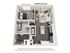 Charming 3D floor plan showcasing a cozy one-bedroom apartment with an open-concept living and kitchen area, modern bathroom, and elegant wood flooring.