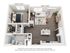 Stylish 3D floor plan showcasing a spacious 1-bedroom apartment with an open-concept living and dining area, modern kitchen, and elegant bath. Inviting layout enhanced by natural light and contemporary decor.