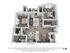 Modern 3D floor plan showcasing spacious 2-bedroom apartment with open living and dining area, elegant kitchen, and two pristine bathrooms.