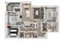 Modern and inviting floor plan showcasing 3 bedrooms, open living space, sleek kitchen with island, and private balcony area.