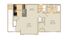 Elegant 1-bedroom floor plan featuring a spacious living room, modern kitchen, dining area, and convenient laundry space.