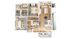 Chic 3D apartment floor plan showcasing 2 stylish bedrooms, modern kitchen, open living area, and inviting balcony.