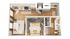 Charming 3D floor plan showcasing a one-bedroom apartment with a cozy living area, modern kitchen, and a sleek bathroom. Features include in-unit washer/dryer, stylish wood flooring, and ample closet space.