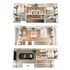 Modern 3D floor plan showcasing 3 bedrooms, an open-concept living room, elegant kitchen, and private garage.