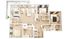 Beautiful 3D floor plan showcasing 2 spacious bedrooms, an open-concept kitchen with a dining area, and a cozy living room leading to a large balcony. The layout includes modern amenities, a chic workspace, and ample natural light.