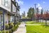 Charming townhouses with modern design, lush landscaping, and a serene community pathway under a bright blue sky.
