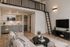 Modern loft apartment with open-plan living area, sleek kitchen, and cozy mezzanine. Bright interiors with stylish decor and ladder access to upper level.