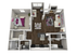 Chic 3D floor plan showcasing a modern 1-bedroom apartment with an open living area, elegant kitchen, and cozy dining space.