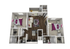 Chic 3D floor plan featuring two elegant bedrooms, a stylish open living area, and a modern kitchen with sleek flooring.