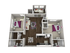 Modern 3D floor plan showcasing a chic apartment with 3 bedrooms, a stylish living room, and a contemporary kitchen. Perfect balance of comfort and elegance for urban living.
