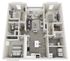 Contemporary 3D floor plan showcasing three spacious bedrooms, an expansive open-plan living area, stylish kitchen, and modern bathrooms.
