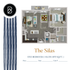 Stylish 3D floor plan of The Silas, showcasing a spacious 1-bedroom apartment with an open living area, modern kitchen, and cozy dining space, spanning 855 sq. ft.