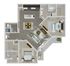 Modern floor plan showcasing 2 spacious bedrooms, inviting living area, sleek kitchen, and stylish bathrooms with a cozy layout.