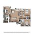 Elegant 3D floor plan showcasing 3 bedrooms, cozy living room, modern kitchen, and private balcony, perfect for luxurious living.
