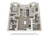 Modern 3D floor plan showcasing 2 cozy bedrooms, open living area with balcony, sleek kitchen, and two elegant bathrooms.
