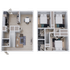 Modern 3D floor plan showcasing a spacious layout with three cozy bedrooms, an inviting open-concept living area, and a sleek, contemporary kitchen.