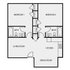 Inviting floor plan with 2 bedrooms, modern kitchen, and elegant dining area, perfect for comfortable living.