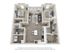 Modern 3D apartment floor plan featuring two spacious bedrooms, open-concept living area, sleek kitchen, and two elegant bathrooms.