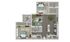 Modern 3D floor plan showcasing a chic two-bedroom apartment with open-concept living area, stylish kitchen, and private balcony.