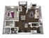 Modern 3D floor plan showcasing a spacious 1-bedroom apartment with an open-concept living and dining area, sleek kitchen, and stylish bathroom.