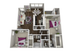 Modern 3D floor plan showcasing a cozy 3-bedroom layout with open living and dining area, two bathrooms, and stylish furnishings.