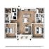 Modern floor plan featuring two spacious bedrooms, an inviting open-concept kitchen and living area, with ample storage and stylish bathrooms.