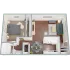1 Bed 1 Bath apartment floor plan