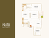 Prato floor plan showcasing a stylish 3-bedroom, 1-bath layout with spacious living and dining areas in a 1000 sq ft space.