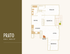 Prato floor plan showcasing 3 bedrooms, a dining area, sleek kitchen, and inviting living space in 1000 SF.