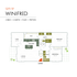 Spacious Winifred floor plan featuring 2 bedrooms, 2 baths, a flex room, walk-in closet, and patios in 1273 sq ft.