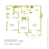 Scarlet floor plan showcasing a modern 2 bed, 2 bath apartment with a spacious living area, kitchen, dining, and balcony over 1,118 sq ft.