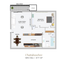 Chattahoochee floor plan showcasing a stylish 1BR/1BA layout with spacious living room, dining area, and kitchen, complete with balcony and storage, 677 sq ft.