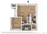 Modern 1-bedroom apartment floor plan with living room, dining area, kitchen, bathroom, and walk-in closet.