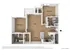 Elegant Oasis 3D floor plan showcasing two spacious bedrooms, a modern kitchen, elegant dining area, cozy living room, and two stylish bathrooms.