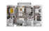 Modern 3-bedroom floor plan with sleek open-concept living room, contemporary kitchen, and elegant bathrooms. Features ample storage and natural light.