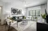 Living room with modern furniture and patio