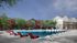 Luxurious apartment complex with a stunning outdoor pool area, surrounded by lush greenery and vibrant red trees, offering a perfect blend of relaxation and elegance.