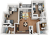 Modern 3D floor plan showcasing 3 cozy bedrooms, open living and dining area, with a stylish kitchen and two bathrooms, perfect for family living.