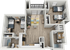 Modern 3D floor plan showcasing 2 bedrooms, an inviting open-plan living area, stylish kitchen, and 2 bathrooms with premium fixtures.