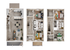Modern 3D floor plan showcasing three levels with spacious living and dining area, four cozy bedrooms, and elegant bathrooms.