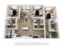 Chic 3D floor plan showcasing a modern 3-bedroom layout with an elegant open-concept living area and sleek kitchen, perfect for comfortable living.