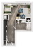 Modern L-shaped studio apartment floor plan featuring a cozy bedroom, sleek kitchen, and inviting living area with elegant hardwood flooring.