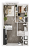 Modern open-concept floor plan featuring 1 bedroom, spacious living area, stylish kitchen, and luxurious bathroom.