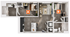Modern 2D floor plan showcasing a stylish layout with 2 bedrooms, cozy living area, and a chic kitchen.