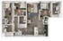 Modern 3-bedroom floor plan with open living-dining area, gourmet kitchen with island, and spacious bathrooms for ultimate comfort.
