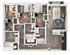 Modern floor plan showcasing 3 stylish bedrooms, a cozy open living space, and a sleek kitchen, designed for comfort and functionality.